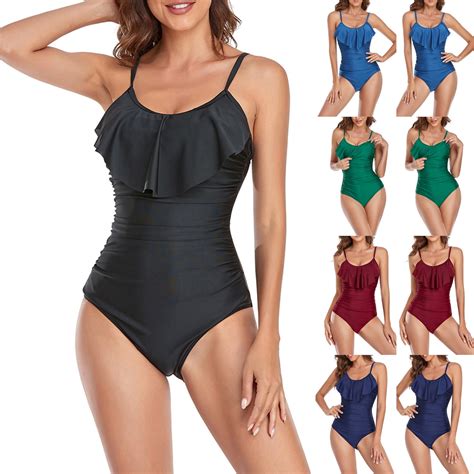 Jacenvly 2024 One Piece Bathing Suits for Women Cozy Sleeveless Solid