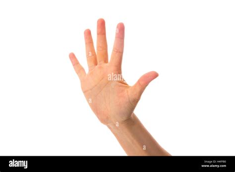 Woman's hand showing five fingers Stock Photo - Alamy