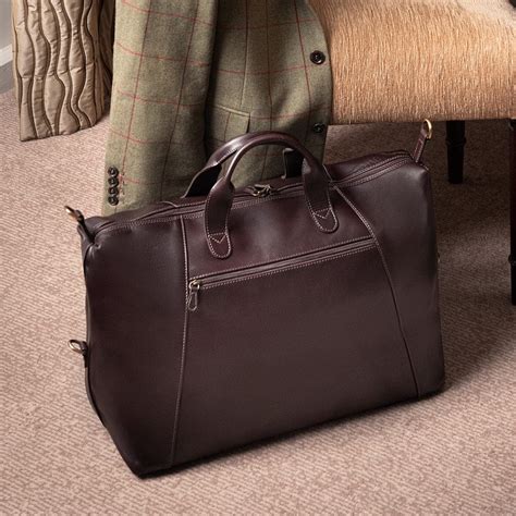 Leather Travel Holdall, Brown | Holdalls | SageBrown