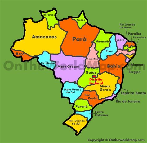 Brazil states map (Administrative map of Brazil) - Ontheworldmap.com