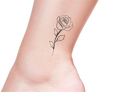 Rose Outline Temporary Tattoo / Rose Tattoo / Flower Tattoo / - Etsy