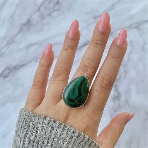 Buy Malachite Rings Online In USA | Silver Malachite Stone Ring For