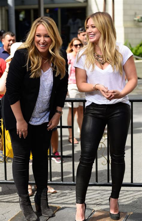 HILARY and HAYLIE DUFF in the Set of Extra – HawtCelebs