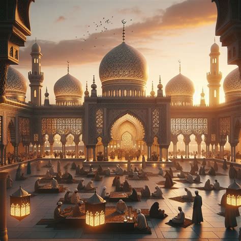 Islamic Architecture at Sunset: Serene Cultural Gathering | AI Art ...