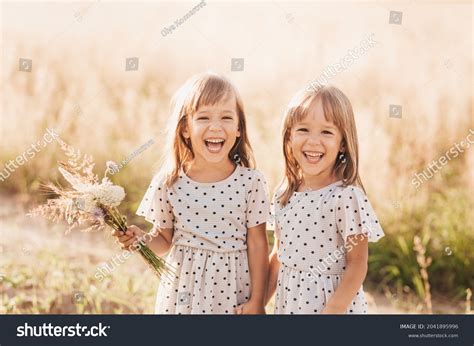 Two Little Happy Identical Twin Girls Stock Photo 2041895996 | Shutterstock