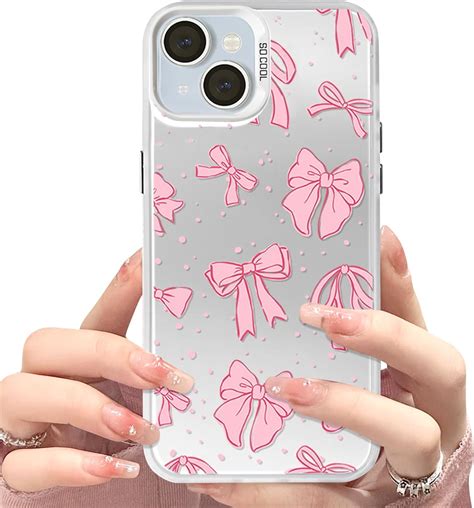 Compatible for iPhone 15 Case Glitter Laser Cute Bow Knot Ribbon Love
