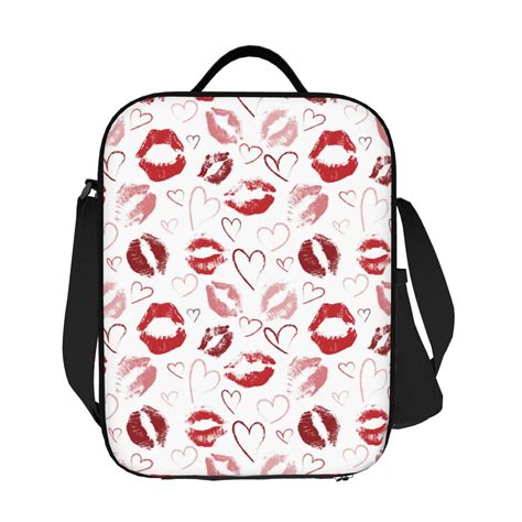 Horeoi Red Lips Pattern Insulated Thermal Lunch Bag with Leakproof
