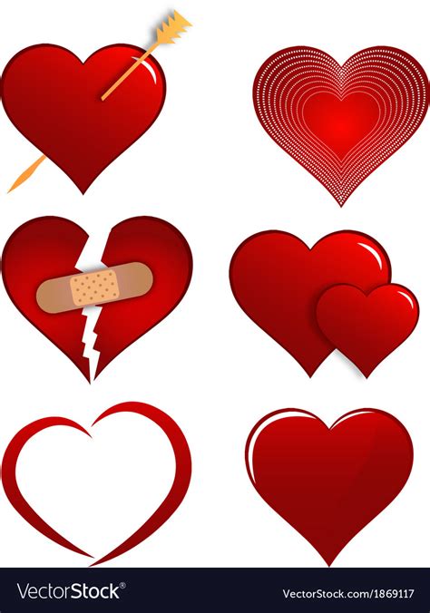 Heart designs set for valentines Royalty Free Vector Image