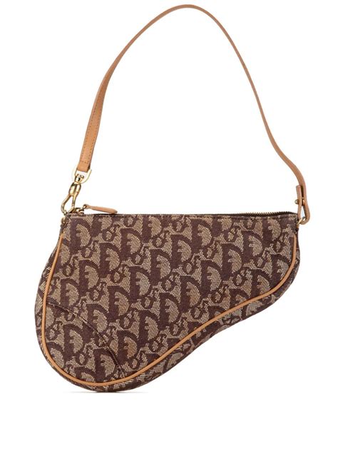 christian dior pre owned  mini oblique saddle shoulder bag farfetch