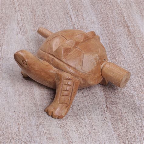 Hand Carved Wood Tortoise Percussion Instrument from Bali - Tortoise