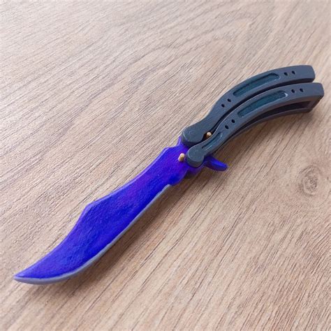 Wooden Butterfly Knife Skin Doppler Sapphire CSGO. Cosplay Toy. - Etsy