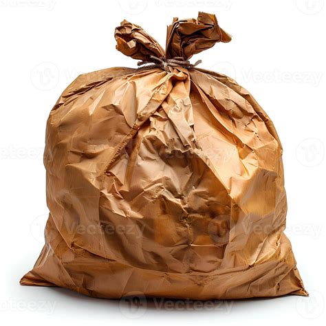 ai generated brown plastic trash bag isolated  white background