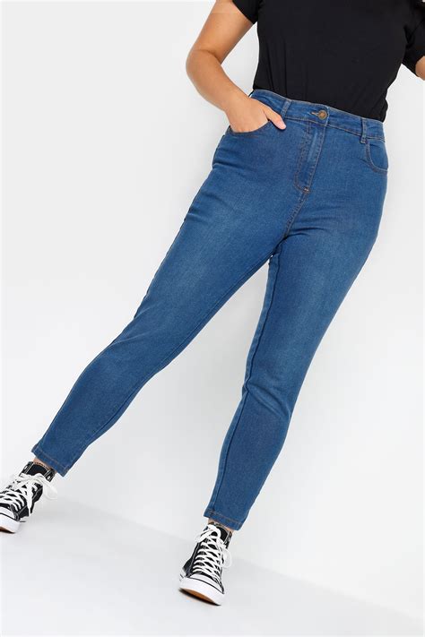 Plus Size Mid Blue Skinny Stretch AVA Jeans | Yours Clothing