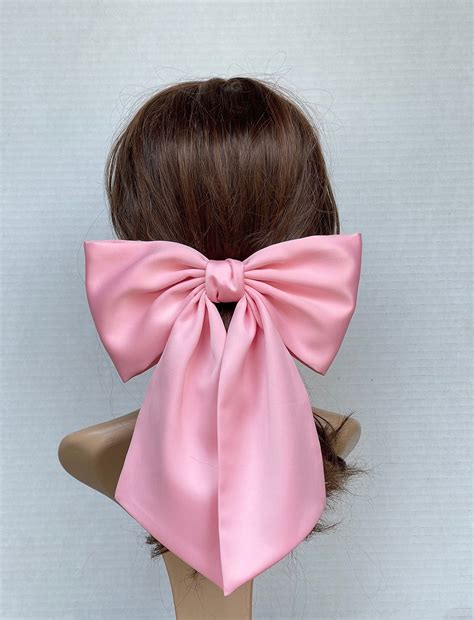 giant pink bow pink satin hair bow oversized hair bow hair bow