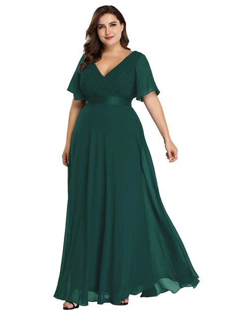 Ever-Pretty Women's Plus Size Double V-Neck Evening Party Maxi Dress 09890