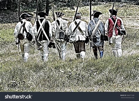 soldiers  revolutionary war reenactment stock illustration