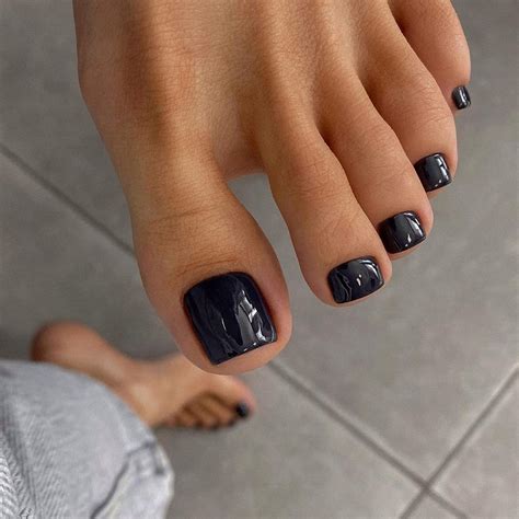 Short Square Glossy Black Press On Toenails - 24pcs | Cute Summer