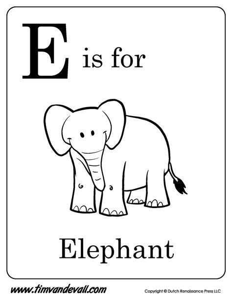 E-is-for-Elephant-Printable - Tim's Printables