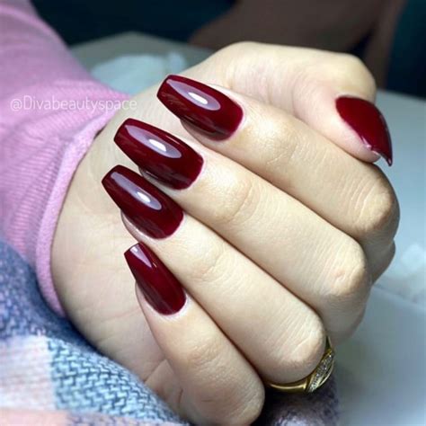 45 Gorgeous Burgundy Nails — Glossy Burgundy Nails