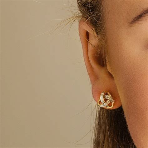 14K Gold Diamond Set Trinity Knot Stud Earrings | by ShanOre Irish Jewlery