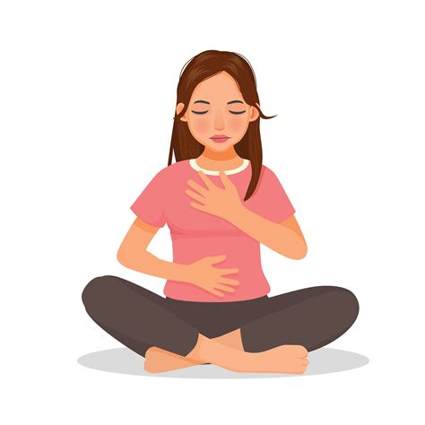 Young woman doing deep breathing exercise during yoga practice 34844123 ...