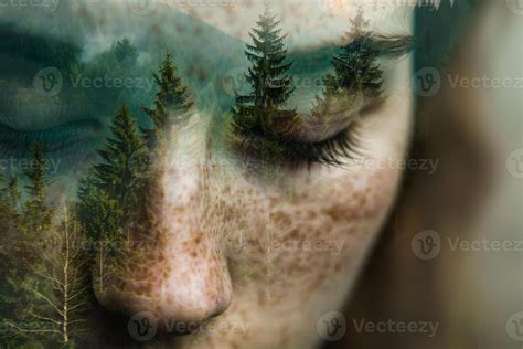 young woman  closed eyes appears deep  thought  face softly