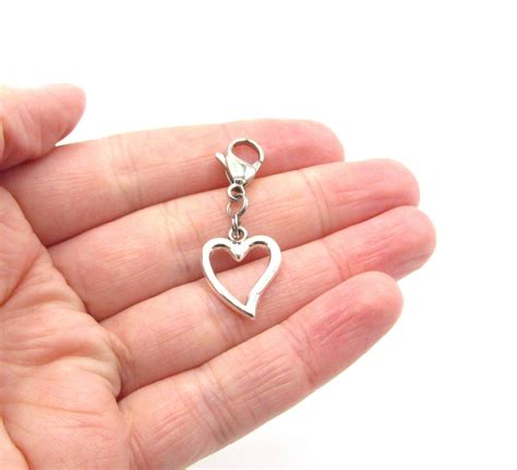 heart zipper pull heart pull heart gift heart lobster claw etsy