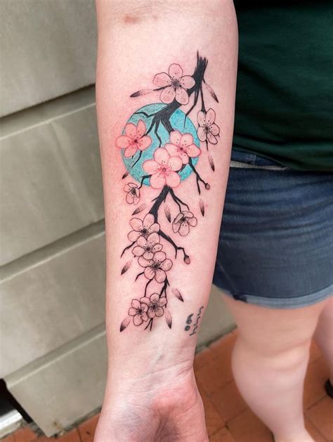 japanese cherry blossom tree tattoo  leg  isaac macquarie blog