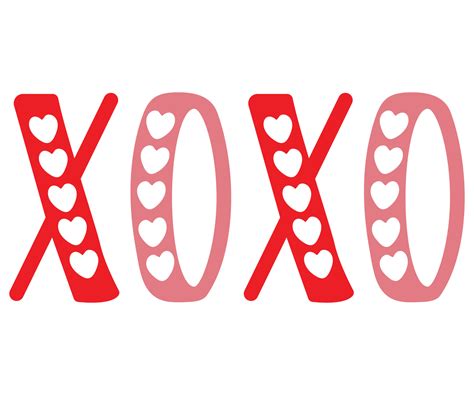 XOXO hugs and kisses brush lettering and heart on a white background