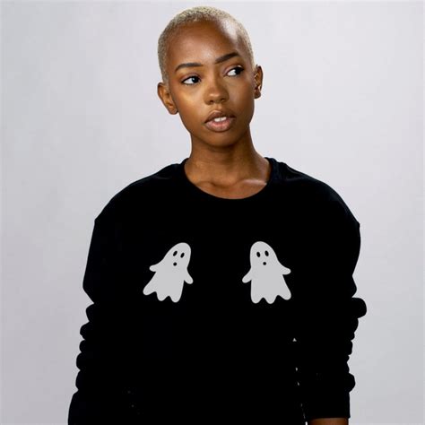 Ghost Boobs Black Crewneck Sweatshirt Trendy Halloween - Etsy