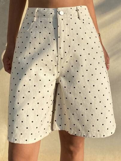 livesso  loose casual summer beach wear polka dot women denim shorts