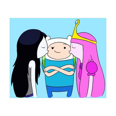 MT10 Art, Marceline and Princess Bubblegum kissing Finn on... liked on