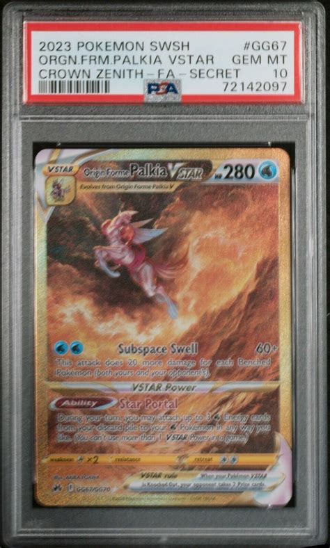 psa  origin forme palkia vstar pokemon crown zenith  secret gold