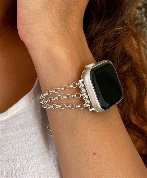 Sterling Silver Apple Watch Band Women Chain Bracelet Jewelry Strap