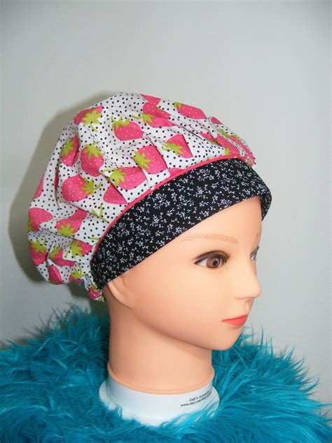 surgical nurse doctor bouffant style cap scrub white pink black