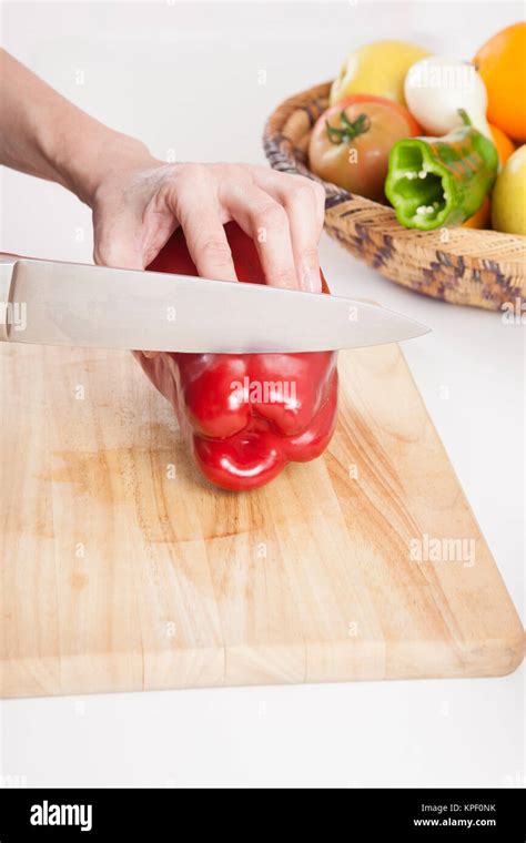 cutting red pepper Stock Photo - Alamy