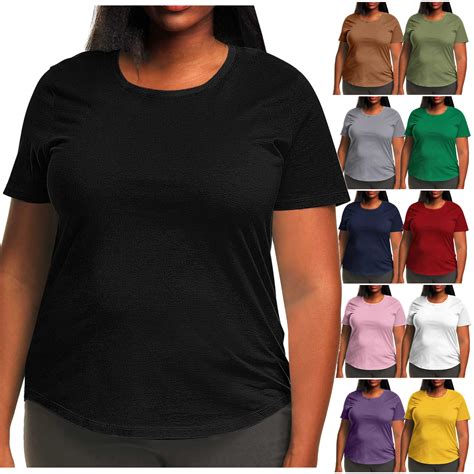 DDAPJ pyju Plus Size Workout Tops for Women Short Sleeve Crewneck T