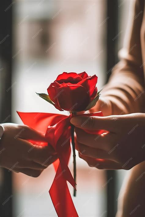 Premium Photo | Romantic gesture tender hands grasping a red rose love