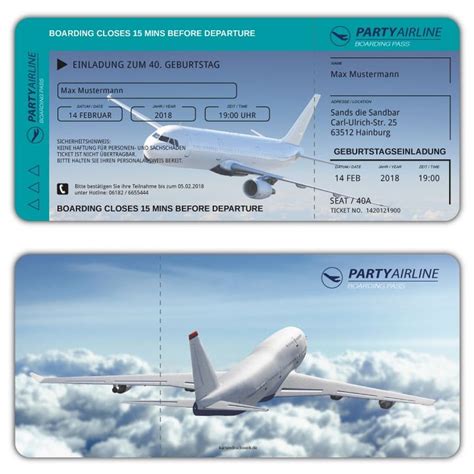 Einladungskarte als Flugticket Boarding Pass | Einladungskarten