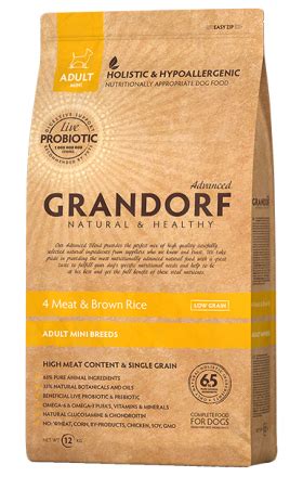 GRANDORF 4 MEAT & BROWN RICE MINI BREEDS, корм 4 мяса для собак мини ...