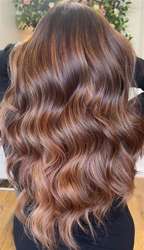 trendy hair colour   women light chestnut long wavy hair