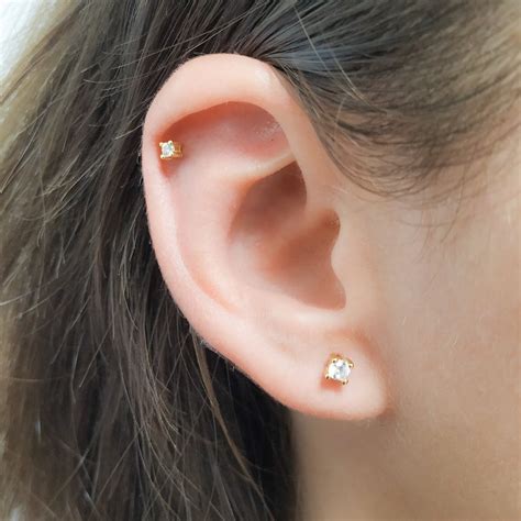 cz helix piercing tiny helix earring stud helix stud earring silver