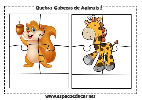 Quebra Cabeça Infantil - Jogo educativo grátis: quebra-cabeça de animais para imprimir e ...