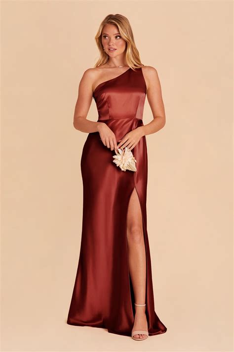 Kira One-Shoulder Satin Dress in Spice | Birdy Grey