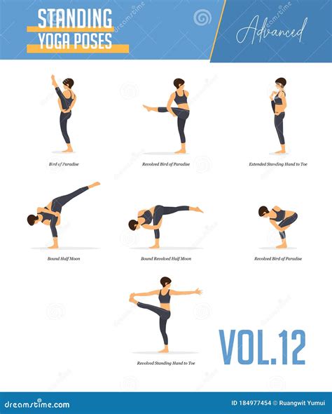 Yoga Poses For Concept Of Balancing And Standing Poses In Flat Design