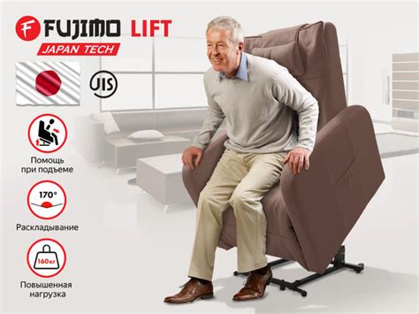 Кресло-реклайнер электрический с подъемом и массажем FUJIMO LIFT ...