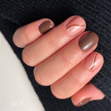 Brown Swirl Design Biab Nails