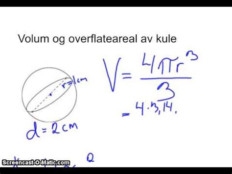 Volum og overflate av kule - YouTube