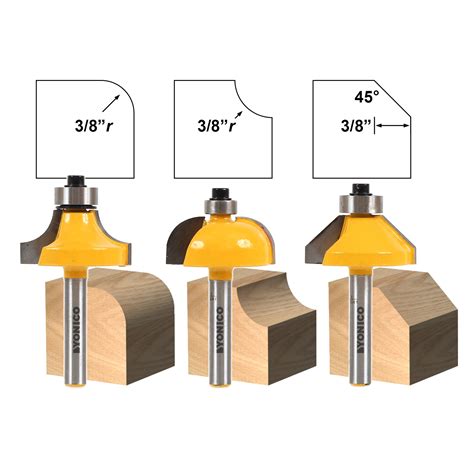 Edging :: Edging Sets :: 3 Bit Edging Router Bit Set - Medium Round ...