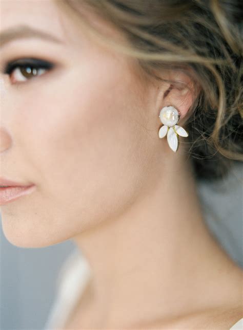 Brooke: Ivory Earrings With Gold Brush Stroke Accent / Classic - Etsy